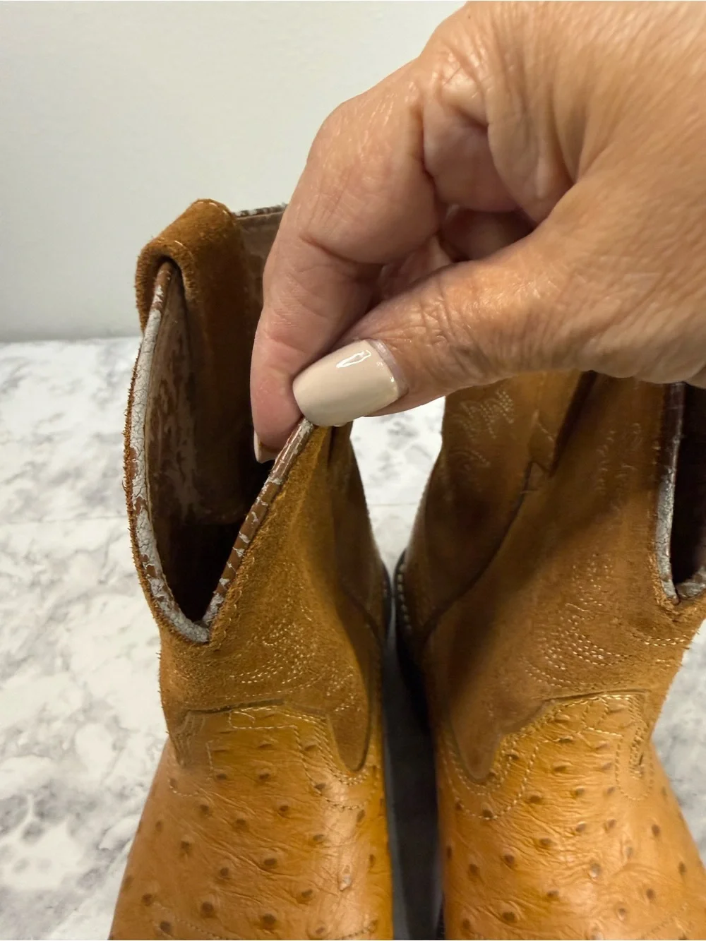 Ariat Fatbaby Boots Brown Ostrich Leather & Suede Sz 7B  Kids Western wear